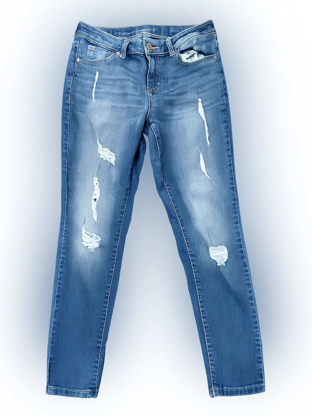 Jennifer Lopez Skinny Ankle Jeans Women’s Size 6 Distressed Stretch Blue Denim